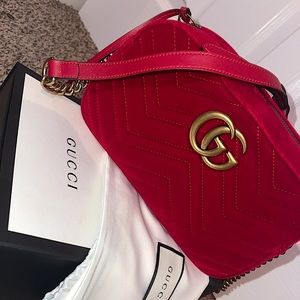 Red velvet Gucci marmont crossbody. Like new